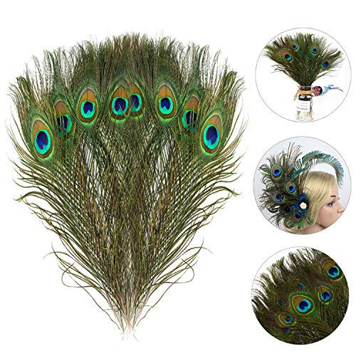 Mwoot 15pcs Plumas de Pavo Real Naturales, para la decoración del hogar DIY Jewelry Party Arte y más (28-32CM)