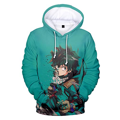 MX kingdom Unisex MY Hero One'S Justice Mujeres Hombres 3D Hoodie Impresión Sudadera de Manga Larga Ropa Deportiva para Niño Niña Adolescente Hooded Pullover Sweatshi