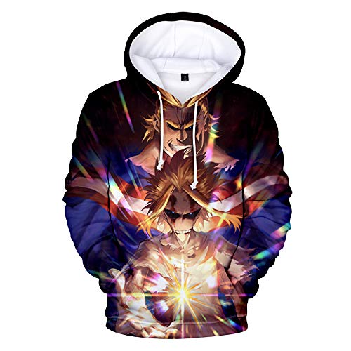 MX kingdom Unisex MY Hero One'S Justice Mujeres Hombres 3D Hoodie Impresión Sudadera de Manga Larga Ropa Deportiva para Niño Niña Adolescente Hooded Pullover Sweatshi
