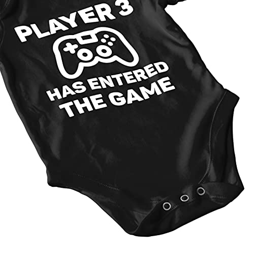 My First 24 Body de bebé de manga corta divertido - Player 3 Has Entered The Game - Body de juguete unisex 100 % algodón suave y transpirable - Body idea regalo nacimiento, Negro , 0-6 Meses