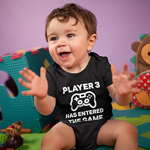 My First 24 Body de bebé de manga corta divertido - Player 3 Has Entered The Game - Body de juguete unisex 100 % algodón suave y transpirable - Body idea regalo nacimiento, Negro , 0-6 Meses