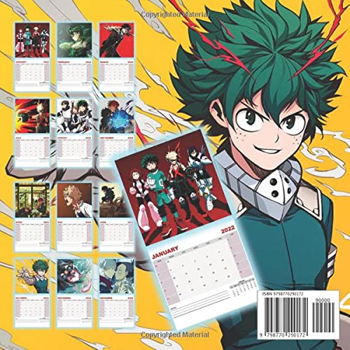 My Hero Academia Calendar 2022: OFFICIAL 2022 Calendar - Anime Manga Calendar 2022, Calendar Planner - Kalendar calendario calendrier 12 monthly ...) - January To december 2022