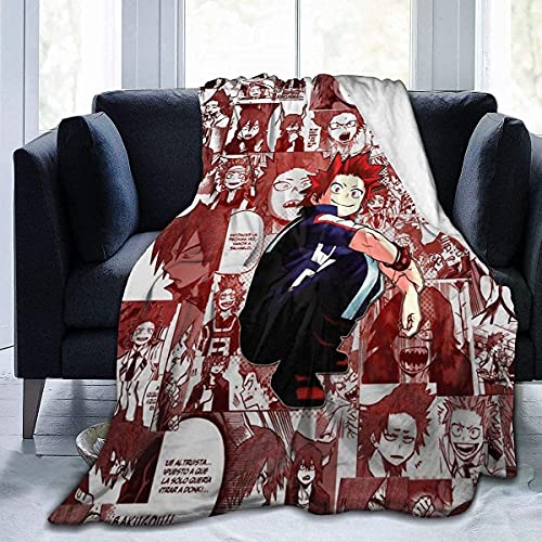 My Hero Boku No Hero ACA-dEmia Kirishima Eijiro Red Riot Manta de forro polar suave manta ligera para sofá de cama de 152 x 127 cm 203 x 152 cm
