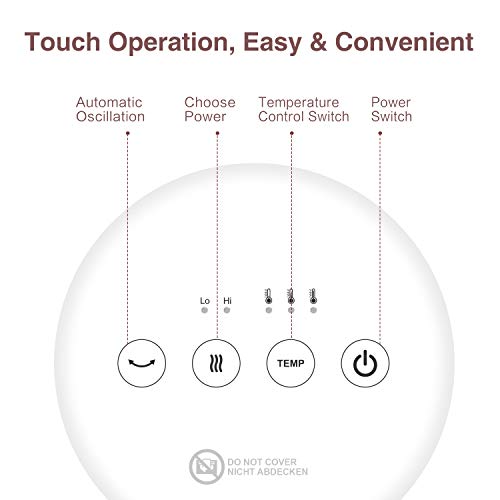 MYCARBON Calefactor de Bajo Consumo 900 W/1500 W Calefactor de Aire Caliente 18 ℃/23 ℃/28 ℃ Calefactor Electrico Ceramico Oscilación 60 ° Silencioso Temporizador 8h