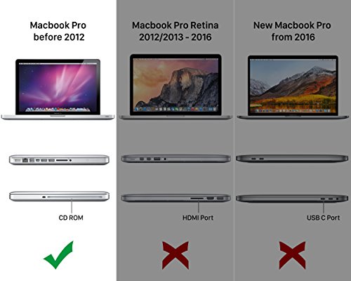 MyGadget Funda Dura Mate para Apple MacBook Pro 13" Antes 2012 (CD ROM) 2008 - 2012 / Modelo A1278 - Case Plástico Hardshell - Carcasa Rígida - Cover Negro