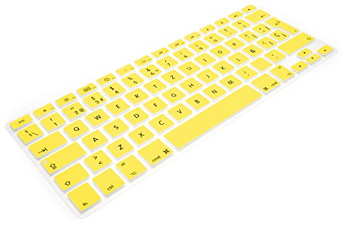 MyGadget Protector Teclado QWERTY [Español] para Apple MacBook Air 13" 2010 - 2017 / Pro Retina 13" & 15" 2012 - 2015 - Funda Silicona - Keyboard Skin Amarillo