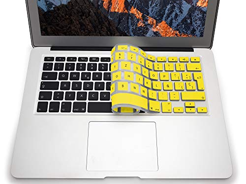 MyGadget Protector Teclado QWERTY [Español] para Apple MacBook Air 13" 2010 - 2017 / Pro Retina 13" & 15" 2012 - 2015 - Funda Silicona - Keyboard Skin Amarillo