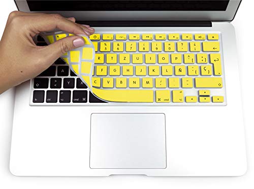 MyGadget Protector Teclado QWERTY [Español] para Apple MacBook Air 13" 2010 - 2017 / Pro Retina 13" & 15" 2012 - 2015 - Funda Silicona - Keyboard Skin Amarillo