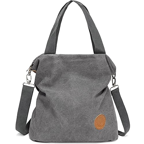 Myhozee Bolsos de Mujer,Bolso Bandolera Mujer Bolso Lona de Hombro Bolso Tote Bolso Shopper Bolso de Mano para Multifuncional - Gris