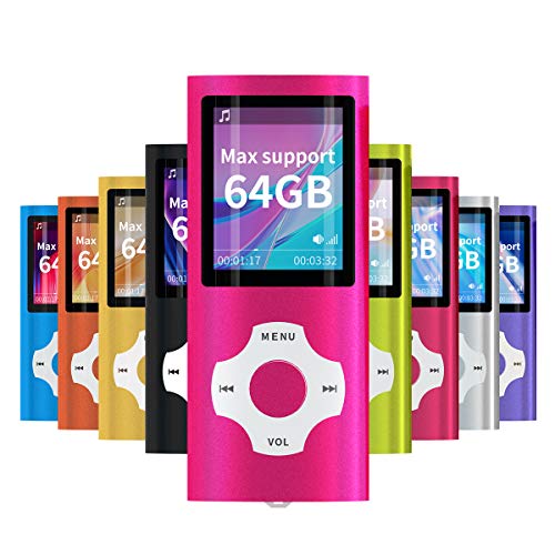 Mymahdi Reproductor portátil MP3 / MP4, Rosa con Pantalla de 1,8 Pulgadas de LCD y Ranura para Tarjetas Memory Card, Tarjeta de 128GB Memory Card TF de Apoyo máximo