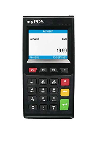 MyPOS Go 3g Máquina de pago de tarjeta de crédito móvil inalámbrica para pequeñas empresas | Acepta tiras magnéticas, chip y pin y pagos NFC sin contacto | Bluetooth 4.0, Wi-Fi, tarjeta SIM 3g gratis