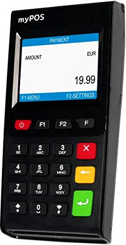 MyPOS Go 3g Máquina de pago de tarjeta de crédito móvil inalámbrica para pequeñas empresas | Acepta tiras magnéticas, chip y pin y pagos NFC sin contacto | Bluetooth 4.0, Wi-Fi, tarjeta SIM 3g gratis