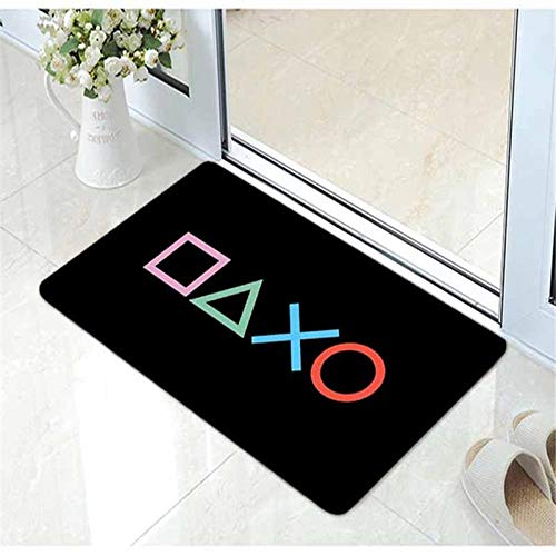 N/Ａ felpudos Entrada casa Alfombra Cool Video Game Playstation Gaming Door Mat Franela Divertido Controlador de Juego Alfombra Alfombra Felpudo para Gamer Gift Home Room Decor 20"x32"