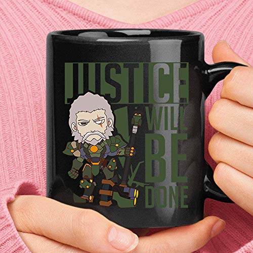 NA J_u_s_t_i_c_e Will Be Done Chibi Reinhardt Overwatch Mug Camping Travel Taza de cerámica Botella de Agua