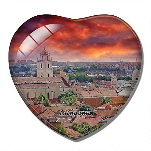 "N/A" Lituania Imán Casco Antiguo Vilnius Lituania Imán de Nevera 3D Artesanía Recuerdo Cristal Refrigerador Imanes Colección Regalo de Viaje
