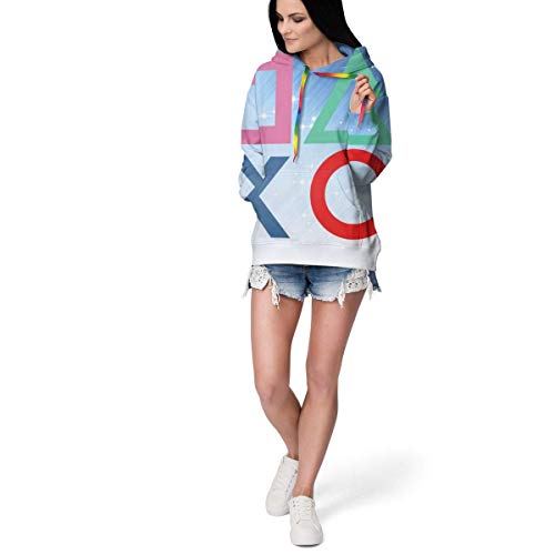 N/A Sudadera con Capucha de Manga Larga para Mujer, de Mujer, Playstation Joypad, Large