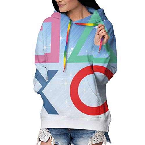 N/A Sudadera con Capucha de Manga Larga para Mujer, de Mujer, Playstation Joypad, Large