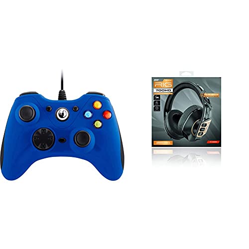 Nacon - Mando para videojuegos GC-100, Color Azul (PC)+Plantronics Auriculares Gaming Rig Serie 700Hd Para Pc