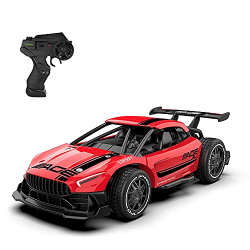 NAMFZX 1/24 Alloy Mini Remote Control Car 2.4G High-Speed ​​Competitive RC Truck 15KM / H Vehículos eléctricos Todoterreno con Dos baterías Recargables (Blanco, Rojo)