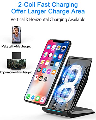 NANAMI Cargador inalámbrico rápida,10W Qi Wireless Charger para Galaxy S21/S20/S10/S10+/S9/S9+/S8/S8+/S7/S6 Samsung Note 20/10,7.5W Soporte de Carga para iPhone 13/12/11/11 Pro/X/XS/XR/XS Max/8/8 Plus