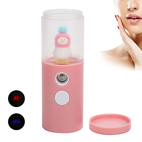 Nano Mist Rociador Facial Mister Portable Mini Face Mist Steamer Piel Hidratante Hidratante Recargable Handy Facial Steamer(Rosa)