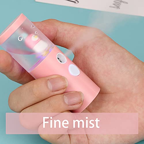 Nano Mist Rociador Facial Mister Portable Mini Face Mist Steamer Piel Hidratante Hidratante Recargable Handy Facial Steamer(Rosa)