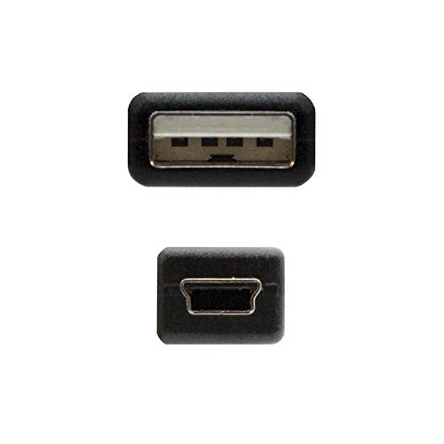 NanoCable 10.01.0400 - Cable USB 2.0 a mini USB, uso principal para móviles y cámaras digitales, tipo A/M-Mini B/M, macho-macho, negro, 0.5mts [España]