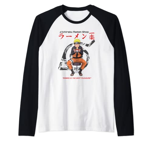 Naruto Shippuden Ichiraku Ramen Shop Naruto en blanco Camiseta Manga Raglan