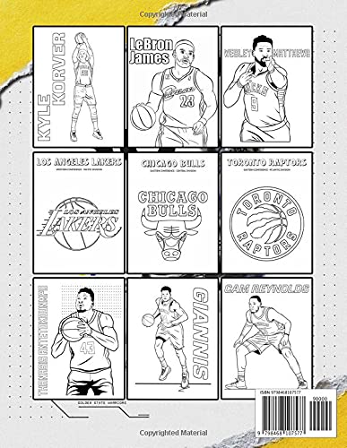 NBA All Stars Coloring Book: LeBron James, Kevin Durant, Kawhi Leonard, Stephen Curry, Russell Westbrook And All Your Favorite Team Logo Colouring Pages High Quality For Kids And Adults !