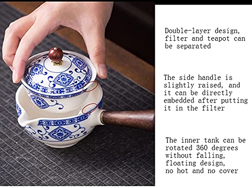 NBXLHAO Tetera de cerámica China, Tetera de 360 °, Tetera de cerámica, Filtro doméstico Chino, Tetera, cerámica Negra, Juego de té de Kung fu, Olla Lateral Creativa, Embalaje de Viaje portátil,B
