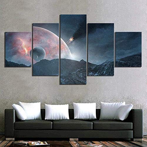 NC83 Impresión de Lienzo 5 Piezas Panel de Lienzo Mass Effect Andromeda Game PicturesCanvas Mural Imagen Pintura en la Sala de Estar Dormitorio para el hogar 150x80cm