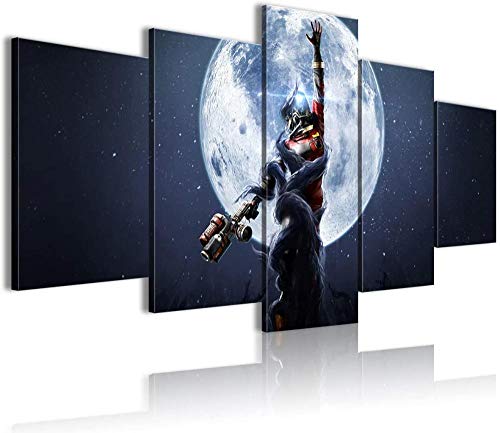 NC83 Prey Mooncrash Juego Canvas Wall Art 5 Piezas Decoración para Sala de Estar 150x80cm (con Marco)