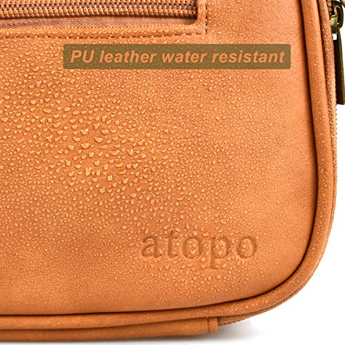 Neceser para hombres de cuero sintético resistente al agua bolsa de aseo de viaje organizador Dopp kit para hombres accesorios de artículos de tocador, Brown, Estándar, Bolsa de aseo