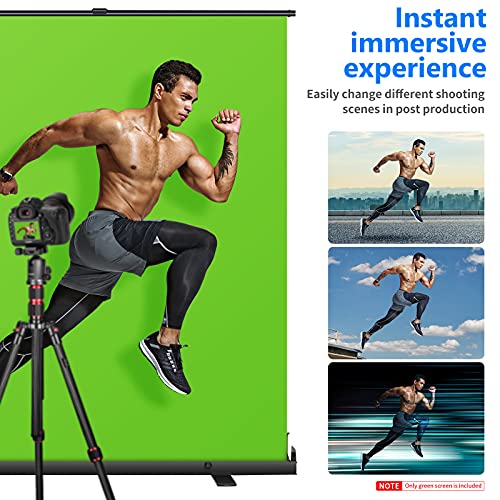 Neewer 152x197cm Telón Fondo Verde con Pantalla Verde Fondo Plegable Portátil Chromakey Estilo Levantar con Marco de Bloqueo Automático Base Aluminio Sólido para Video Juego en Vivo Video Tiktok