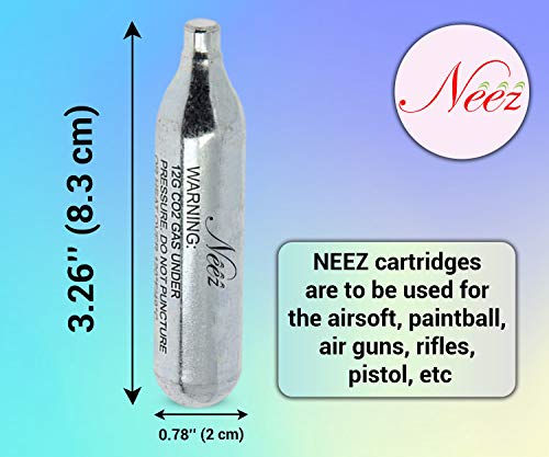 NEEZ Powerlet 12g Co2 Cartuchos Gas para Cápsula Rifle Pistola BB Gun Paintball Airgun Cilindro, Pack 10, 8.3 x 2 x 2 cm