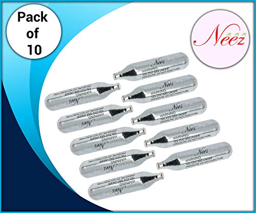 NEEZ Powerlet 12g Co2 Cartuchos Gas para Cápsula Rifle Pistola BB Gun Paintball Airgun Cilindro, Pack 10, 8.3 x 2 x 2 cm
