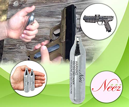 NEEZ Powerlet 12g Co2 Cartuchos Gas para Cápsula Rifle Pistola BB Gun Paintball Airgun Cilindro, Pack 10, 8.3 x 2 x 2 cm