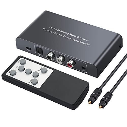 Neoteck DAC Convertidor Digital a Analógico Audio Conversor Coaxial Toslink a Analógico Estéreo L/R RCA con 3.5mm Jack Soporte de Volumen Silencio de Encendido o Apagado Mediante Control Remoto IR