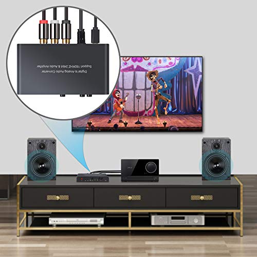 Neoteck DAC Convertidor Digital a Analógico Audio Conversor Coaxial Toslink a Analógico Estéreo L/R RCA con 3.5mm Jack Soporte de Volumen Silencio de Encendido o Apagado Mediante Control Remoto IR