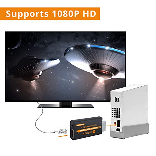Neoteck Wii a HDMI Convetidor 720p/1080p Full HD mini Wii a HDMI +3.5mm Jack con HDMI Cable de 1MSoporta NTSC/PAL para Smart TV HDTV-negro
