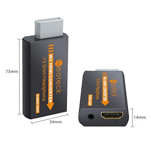 Neoteck Wii a HDMI Convetidor 720p/1080p Full HD mini Wii a HDMI +3.5mm Jack con HDMI Cable de 1MSoporta NTSC/PAL para Smart TV HDTV-negro