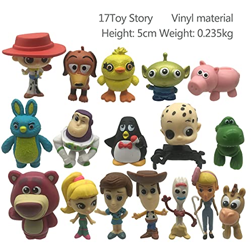 Nesloonp 17 Pack Toy Story de Aventuras de Woody y Perdigón, Juguetes niños Suministros Divertidos para Fiestas para niños pequeños, Juego de decoración para Tartas para cumpleaños