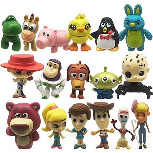 Nesloonp 17 Pack Toy Story de Aventuras de Woody y Perdigón, Juguetes niños Suministros Divertidos para Fiestas para niños pequeños, Juego de decoración para Tartas para cumpleaños