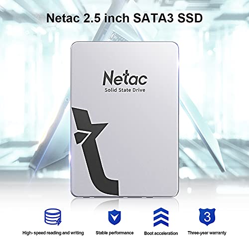 Netac Disco Duro SSD 512GB, SSD SATAIII 2,5'', SSD Interno para computadora portátil, Juego de Velocidad de actualización, Gris Plateado