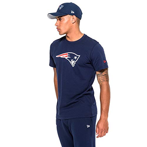 New Era T-Shirt NFL Team Logo tee England Patriots Camiseta, Hombre, Azul-Occeanside Blue, XL