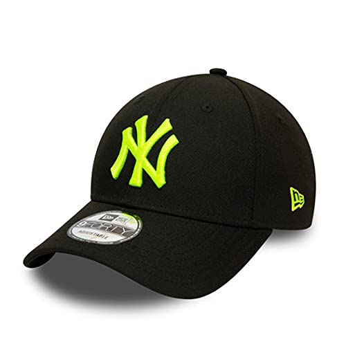 New Era York Yankees MLB Pop Logo Black Neon Yellow 9Forty Adjustable Snapback Cap - One-Size (60141657)