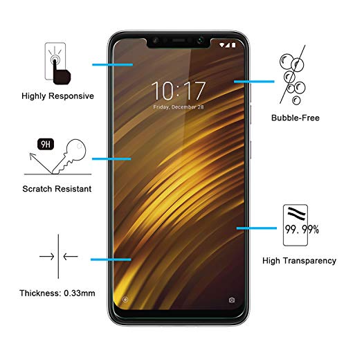 NEW'C 3 Unidades, Protector de Pantalla para Xiaomi Pocophone F1, Antiarañazos, Antihuellas, Sin Burbujas, Dureza 9H, 0.33 mm Ultra Transparente, Vidrio Templado Ultra Resistente