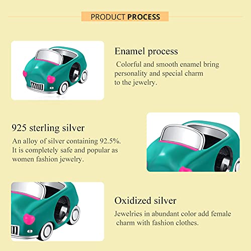 NewL Dibujos para vehículos de camión de plata de ley 925 Transporte Cartoon Car Key Charm Suv Rosa Bicicletas Minibus Convertible Bead para niño niña DIY joyería