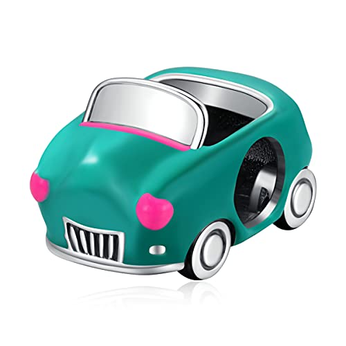 NewL Dibujos para vehículos de camión de plata de ley 925 Transporte Cartoon Car Key Charm Suv Rosa Bicicletas Minibus Convertible Bead para niño niña DIY joyería