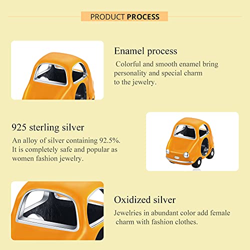 NewL Plata de ley 925 Transporte Cartoon Car Key Charm Suv Rosa Bicicletas Minibus Convertible Bead para mujeres DIY joyería